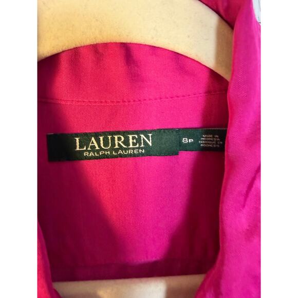 Lauren Ralph Lauren women’s shirt, dress, pink satin lung sleeve, romantic - Picture 4 of 9
